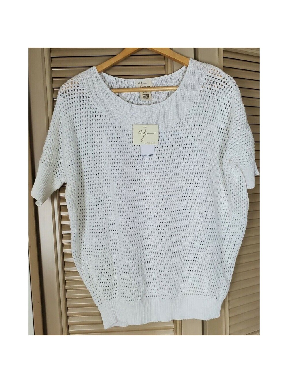 Andrea Jovine AJ Size XS White Sweater Short Sleeve Sheer New Nwt